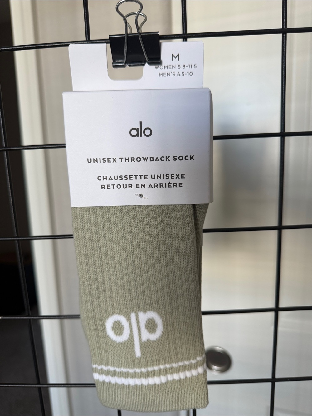 ALO Yoga Unisex Throwback Sock - Limstone with White